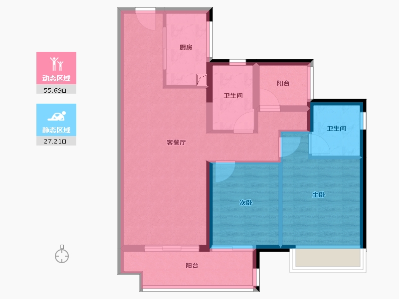 广东省-佛山市-美的云悦江山-73.76-户型库-动静分区