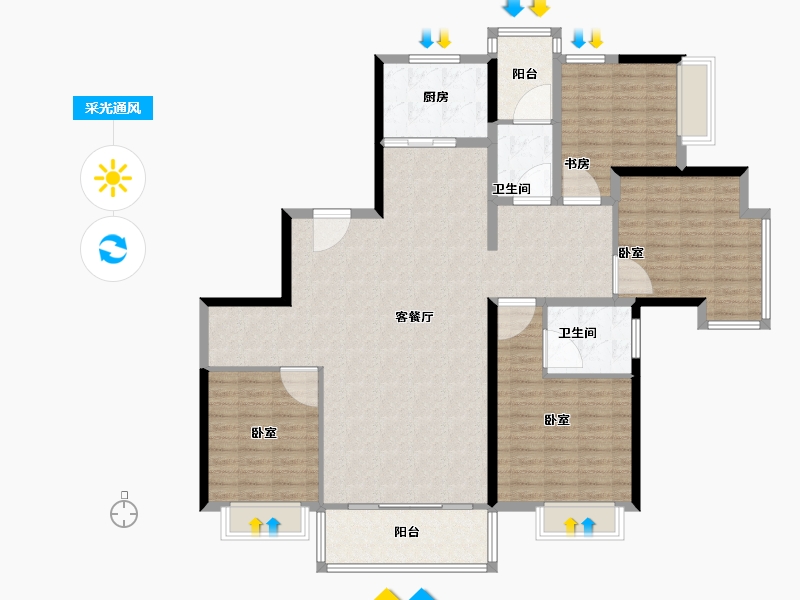 上海-上海市-浦发东悦城-144.00-户型库-采光通风