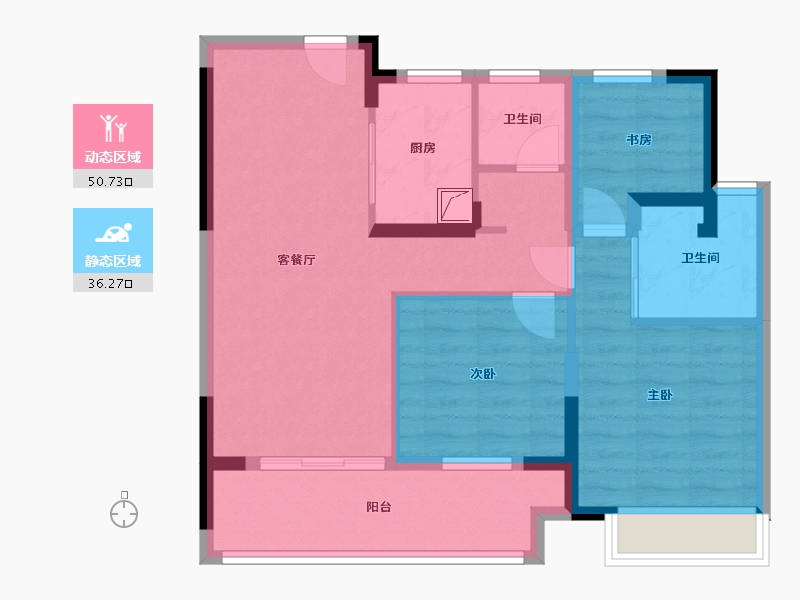 江苏省-镇江市-路劲·港欣城-76.80-户型库-动静分区