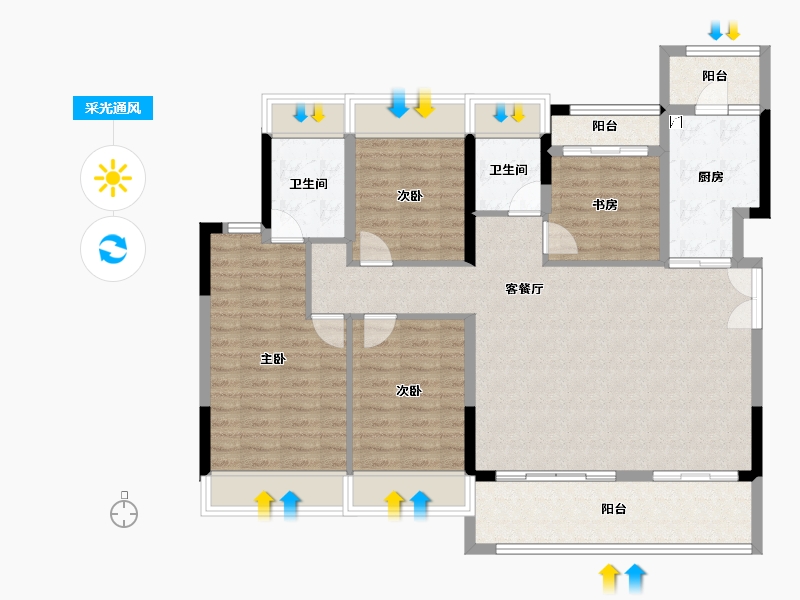 广东省-佛山市-电建地产·洺悦华府-114.66-户型库-采光通风