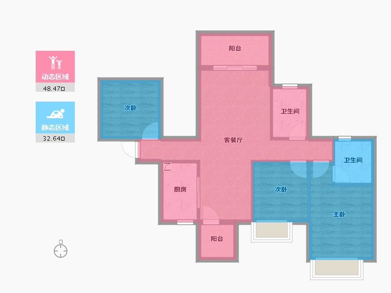 广西壮族自治区-南宁市-荣和公园里-71.92-户型库-动静分区