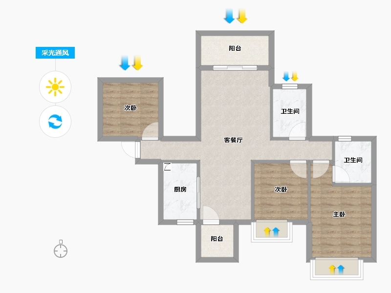 广西壮族自治区-南宁市-荣和公园里-71.92-户型库-采光通风