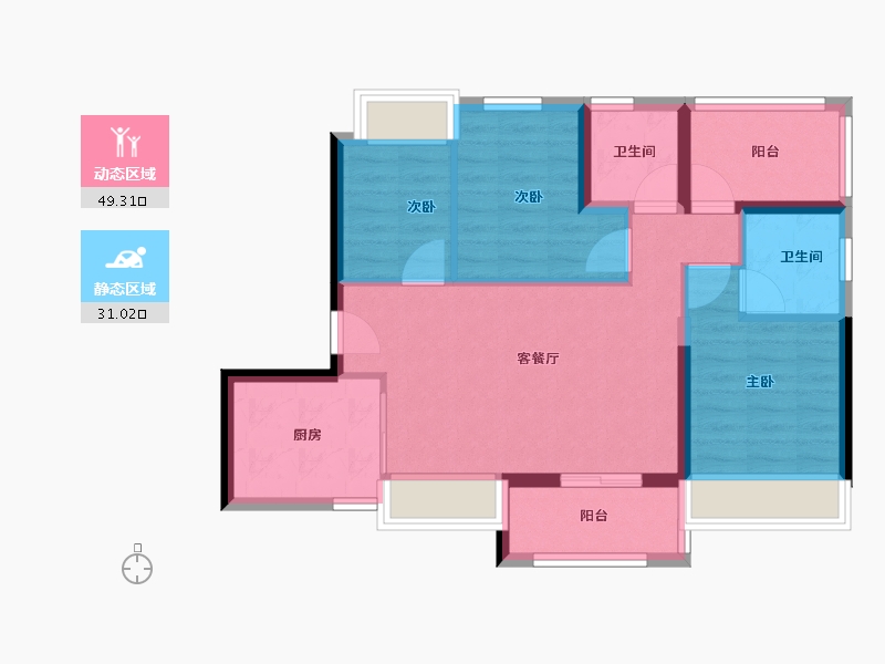 广东省-广州市-金地半山风华-71.20-户型库-动静分区