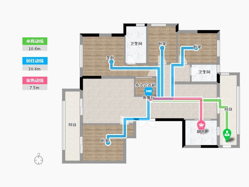 浙江省-金华市-伏虎花园-155.00-户型库-动静线