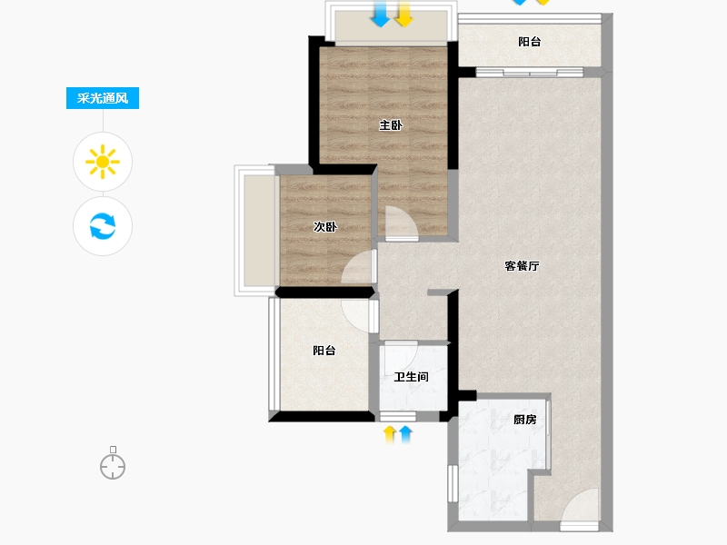 广东省-广州市-阳光城丽景湾-70.31-户型库-采光通风