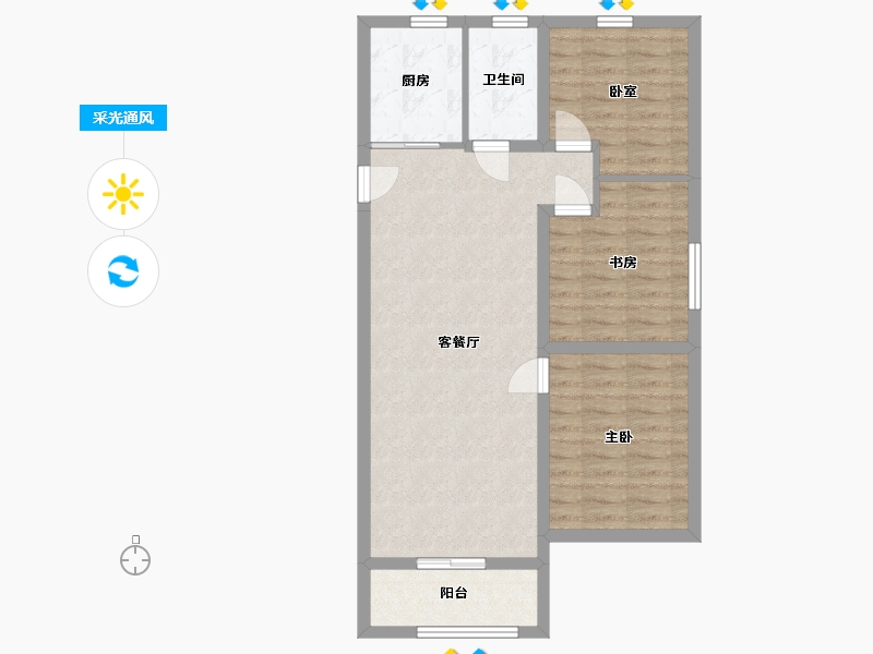 山东省-淄博市-龙凤苑A区-26号楼-90.00-户型库-采光通风