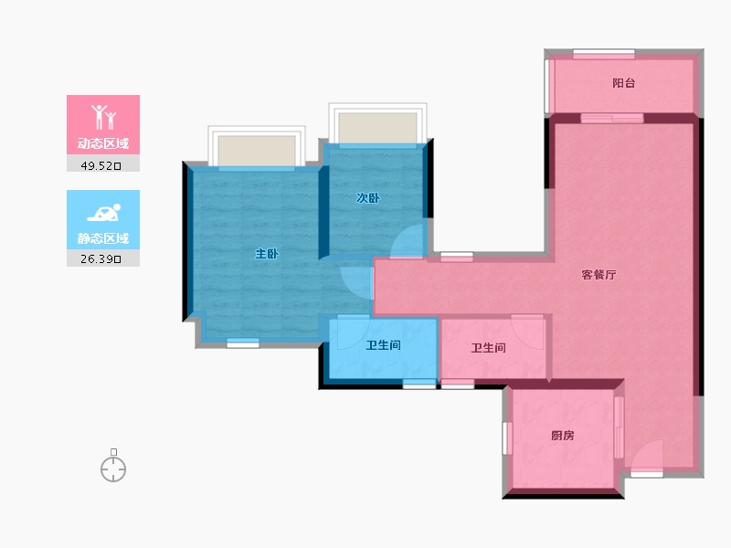 广东省-广州市-中海左岸澜庭-67.21-户型库-动静分区