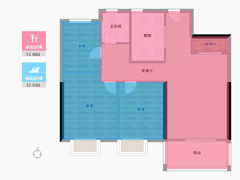 上海-上海市-浦发东悦城-76.80-户型库-动静分区