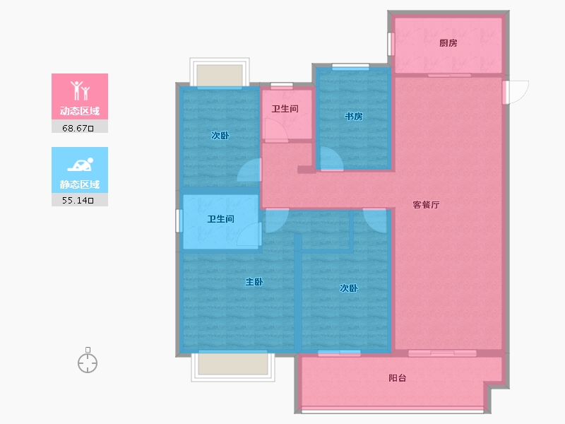 江苏省-常州市-长兴秀江南水岸名苑-111.17-户型库-动静分区