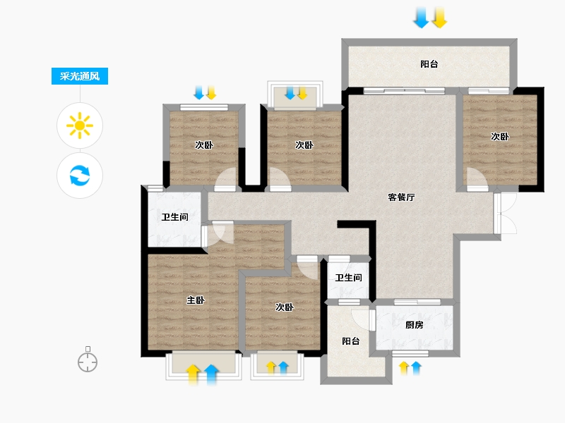 广西壮族自治区-南宁市-路桥壮美山湖-113.92-户型库-采光通风