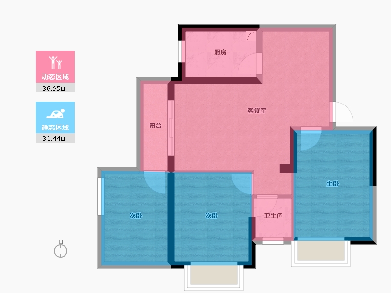 广西壮族自治区-南宁市-荣和五象院子-60.34-户型库-动静分区