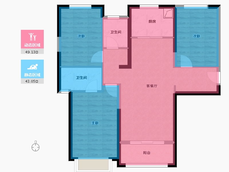 陕西省-西安市-中铁卓越城-90.00-户型库-动静分区