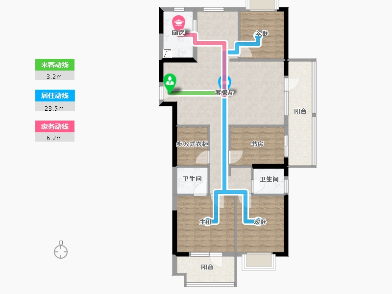 湖北省-黄石市-黄石当代满堂悦小区-108.50-户型库-动静线