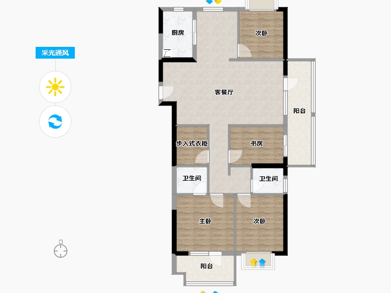 湖北省-黄石市-黄石当代满堂悦小区-108.50-户型库-采光通风