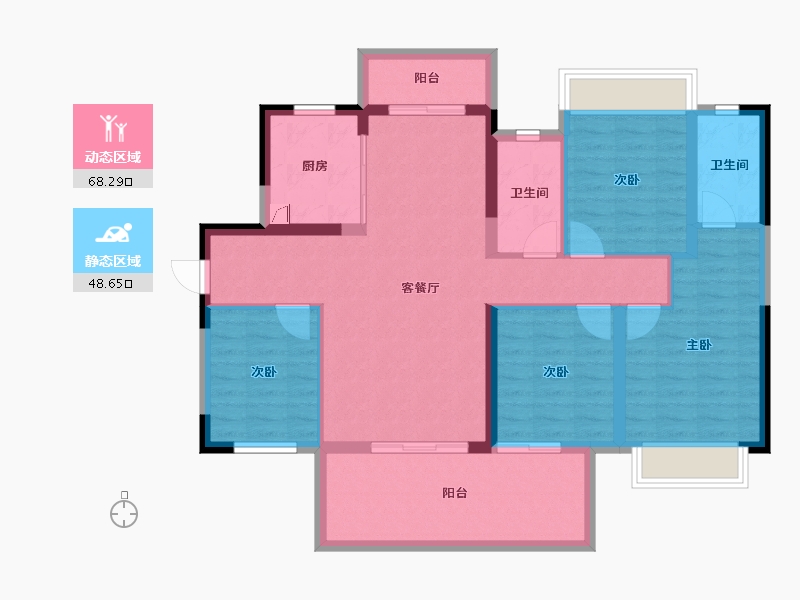 广西壮族自治区-南宁市-奥园瀚德棠悦府-104.75-户型库-动静分区