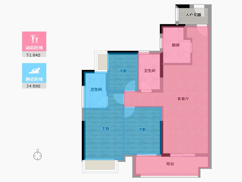 广东省-佛山市-绿城顺德杨柳郡-80.28-户型库-动静分区