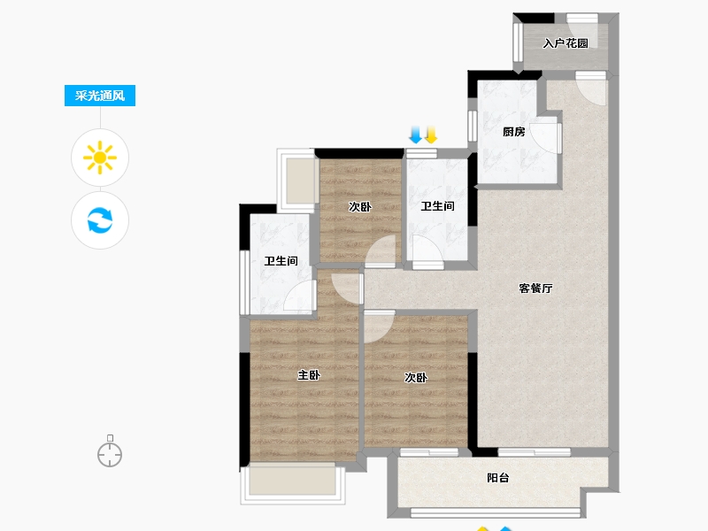 广东省-佛山市-绿城顺德杨柳郡-80.28-户型库-采光通风