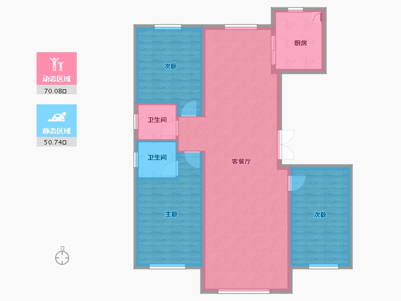 内蒙古自治区-呼伦贝尔市-卓达城市花园六期-108.66-户型库-动静分区