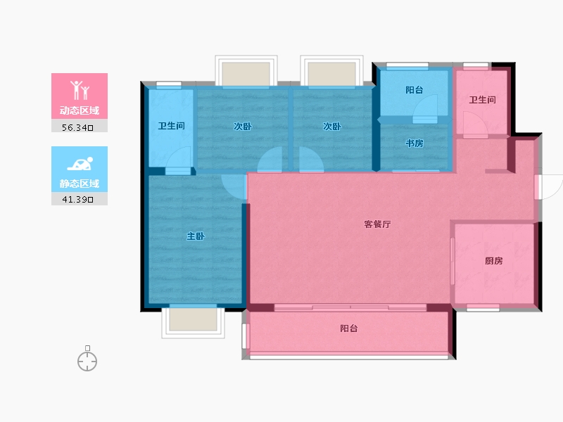 广东省-广州市-碧桂园凤凰城云顶-87.77-户型库-动静分区