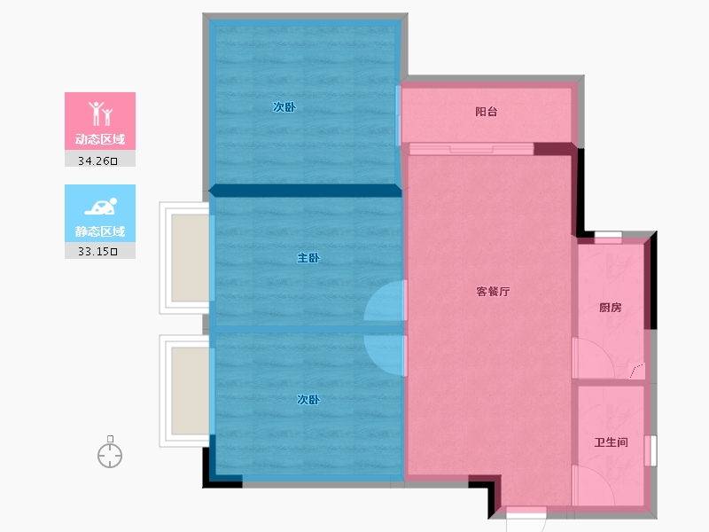 广西壮族自治区-南宁市-荣和公园里-60.63-户型库-动静分区