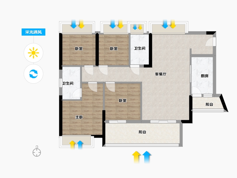 广东省-湛江市-方圆.雅颂御府-100.00-户型库-采光通风