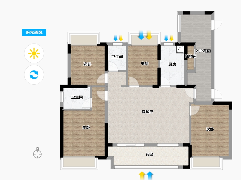 江苏省-镇江市-路劲·港欣城-113.61-户型库-采光通风