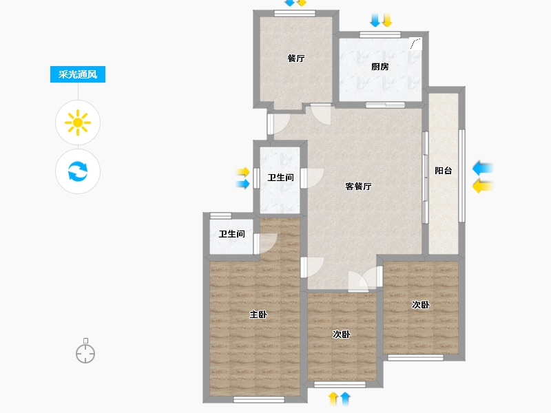 江苏省-南通市-同和嘉苑-100.00-户型库-采光通风