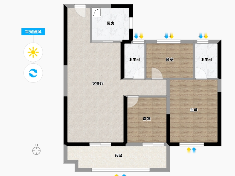 山西省-太原市-碧桂园云顶·云汇-91.03-户型库-采光通风