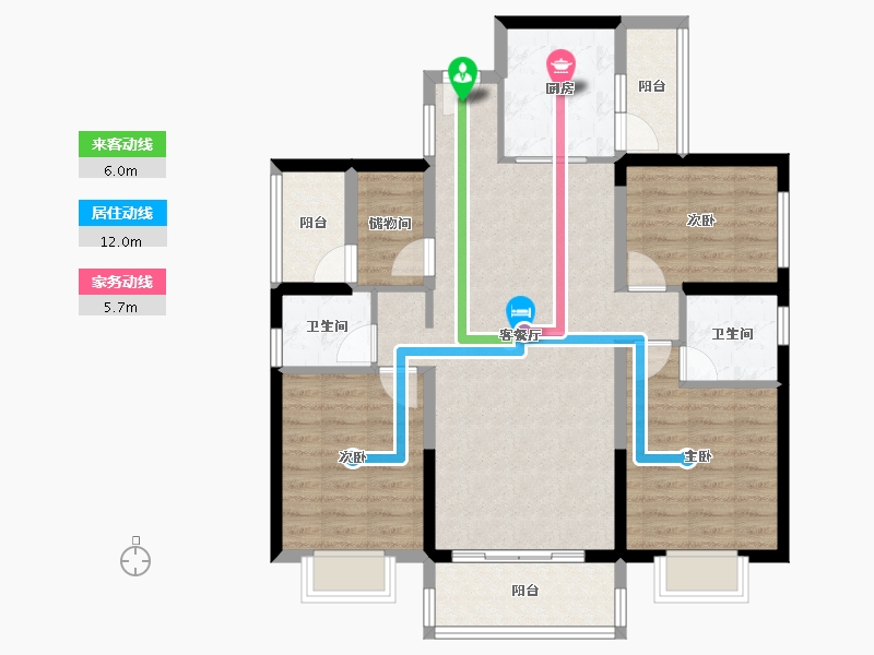 广东省-广州市-碧桂园凤凰城云顶-95.58-户型库-动静线