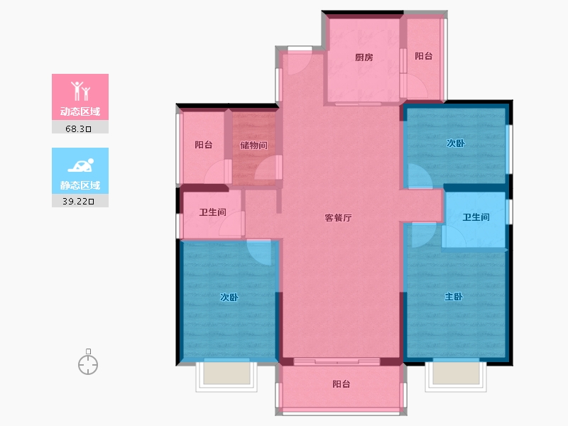 广东省-广州市-碧桂园凤凰城云顶-95.58-户型库-动静分区