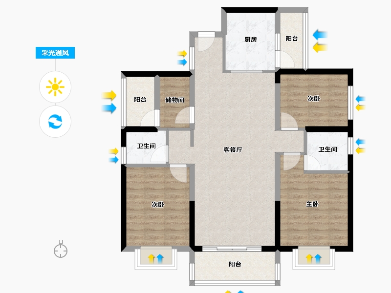 广东省-广州市-碧桂园凤凰城云顶-95.58-户型库-采光通风