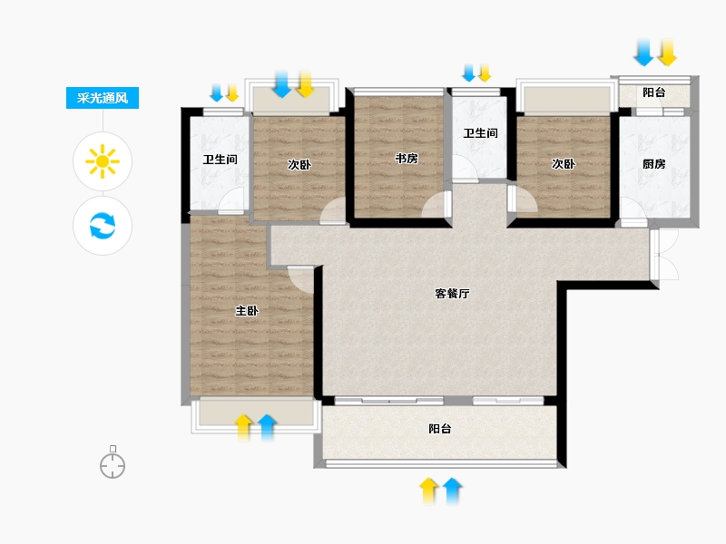 广东省-佛山市-电建地产·洺悦华府-114.00-户型库-采光通风