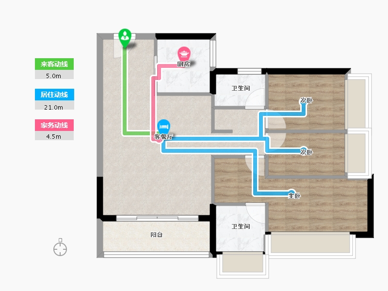 广东省-广州市-时代天逸-74.30-户型库-动静线