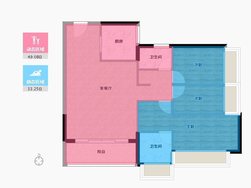 广东省-广州市-时代天逸-74.30-户型库-动静分区