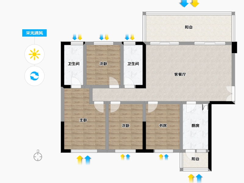 贵州省-黔西南布依族苗族自治州-富康·樾山府-108.00-户型库-采光通风