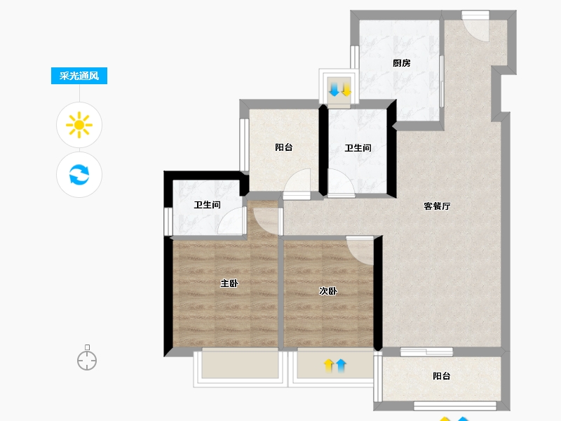 广东省-广州市-金地半山风华-63.20-户型库-采光通风