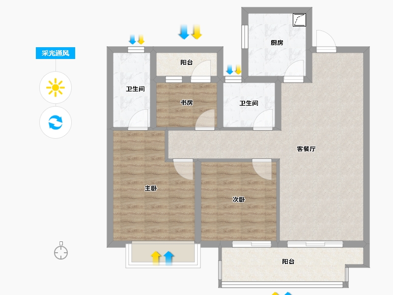 江苏省-常州市-光明当代拾光里-81.06-户型库-采光通风