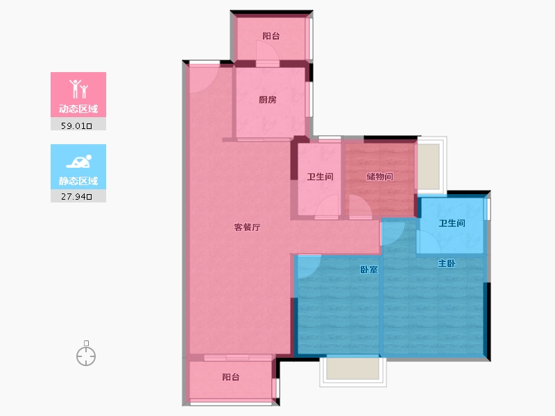 广东省-广州市-凯德·凯荔花园-77.72-户型库-动静分区