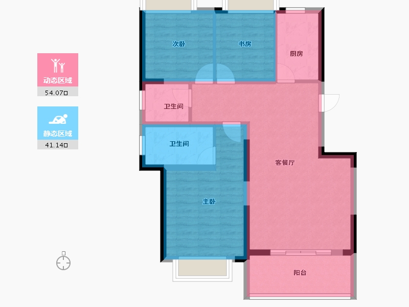 浙江省-宁波市-佳洲锦苑-85.06-户型库-动静分区