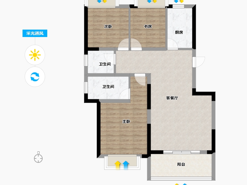 浙江省-宁波市-佳洲锦苑-85.06-户型库-采光通风