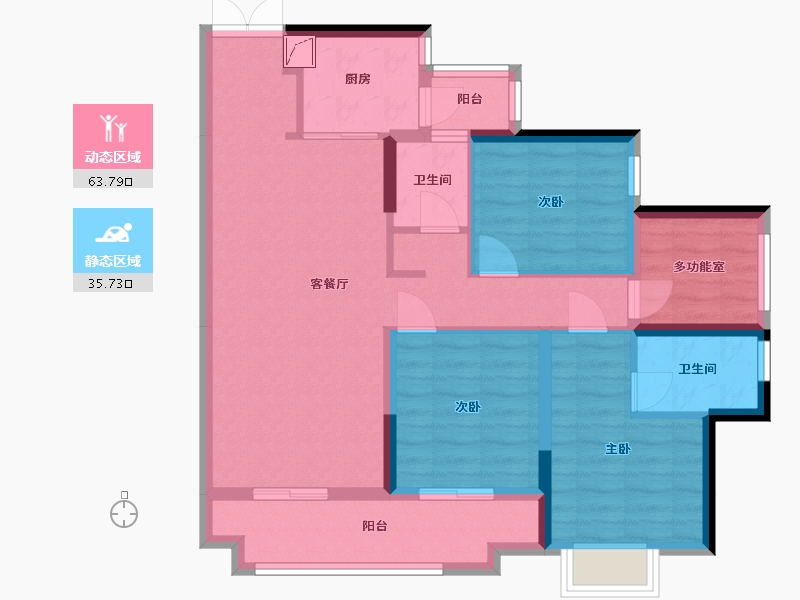 广东省-江门市-粤海壹桂府-89.50-户型库-动静分区