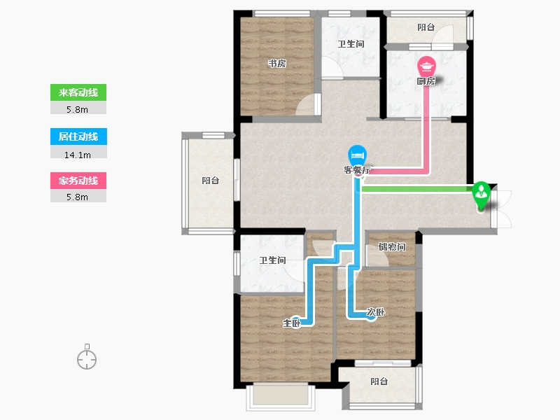 江苏省-常州市-星河国际-108.00-户型库-动静线