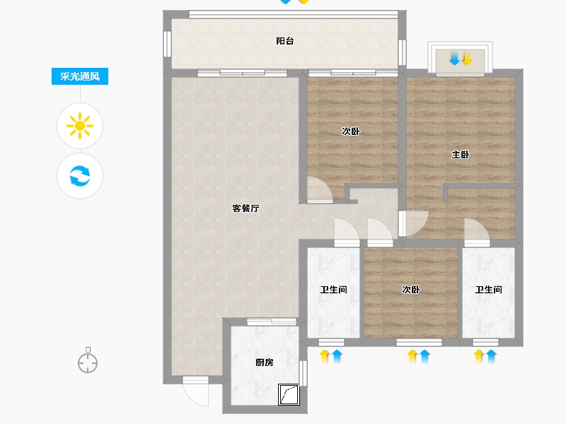 云南省-曲靖市-西河湾-103.00-户型库-采光通风