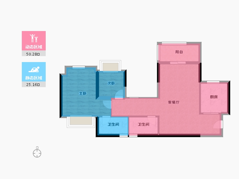 广东省-广州市-中海左岸澜庭-67.20-户型库-动静分区