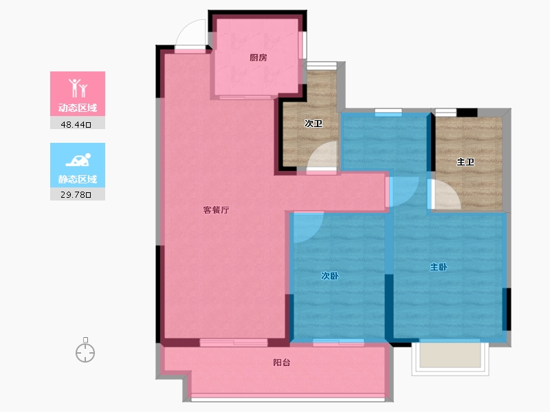 安徽省-合肥市-华盛江山御府-79.66-户型库-动静分区