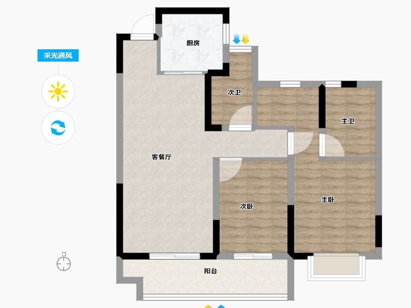 安徽省-合肥市-华盛江山御府-79.66-户型库-采光通风