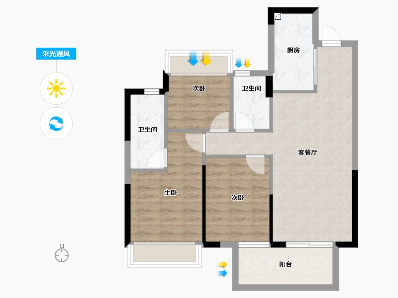 广西壮族自治区-南宁市-金成江南壹品-73.11-户型库-采光通风