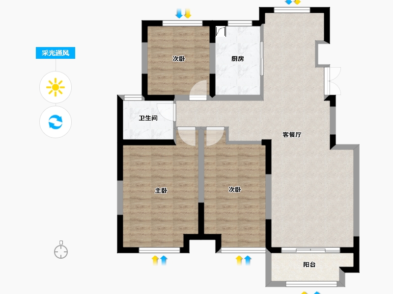 江苏省-宿迁市-运河·天玺-X区-98.99-户型库-采光通风