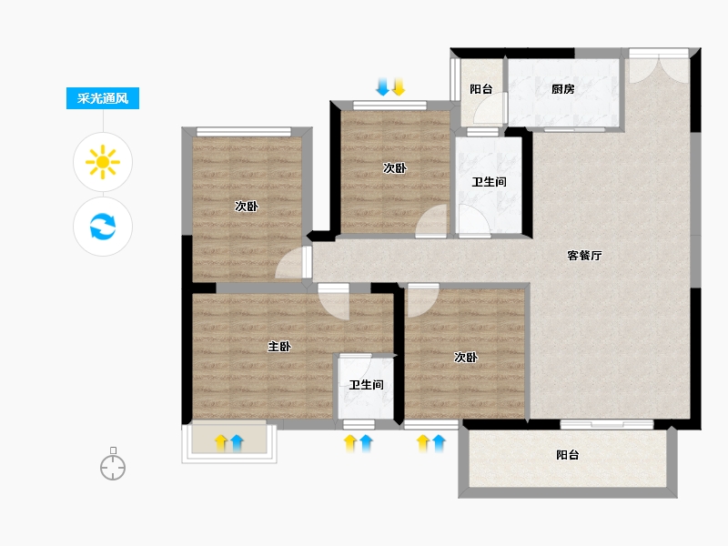 广西壮族自治区-南宁市-路桥壮美山湖-101.85-户型库-采光通风