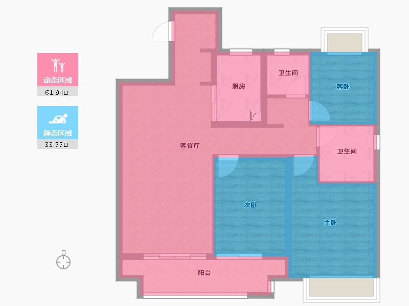 江苏省-常州市-光明当代拾光里-85.10-户型库-动静分区